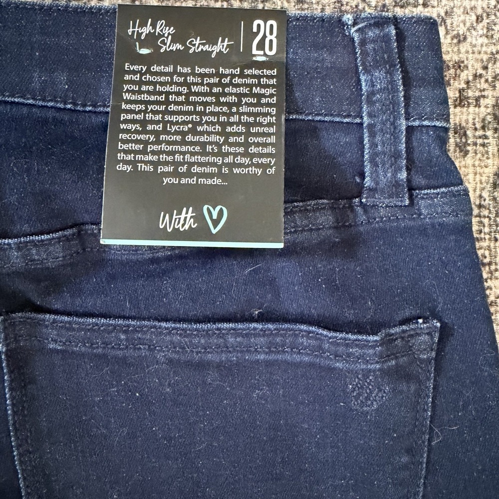 Lularoe High Rise Slim Straight Jean 28 Magic Waist Dark Wash Stretch Cigarette - Picture 4 of 12